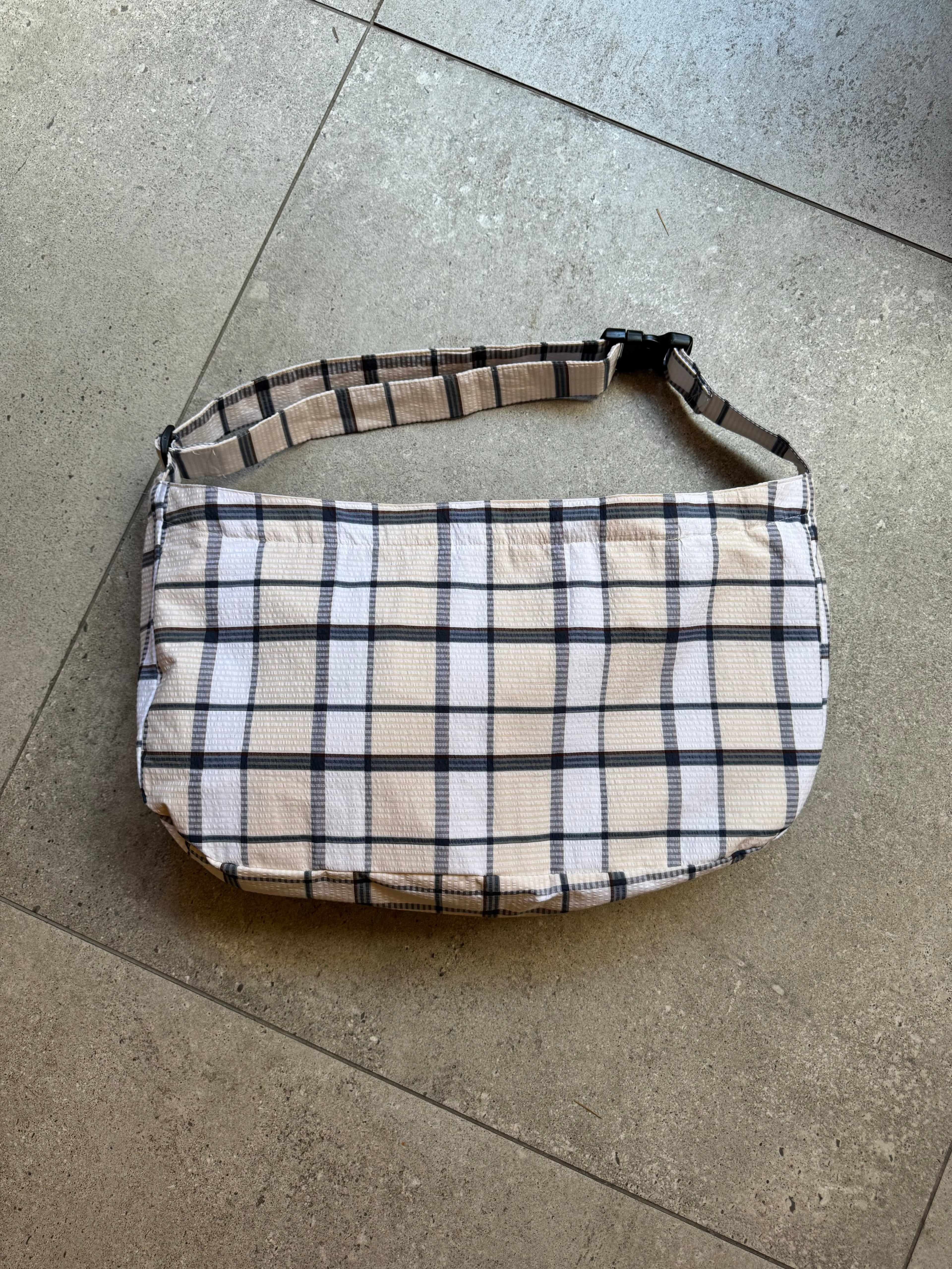Check Bag - Cream/Blue