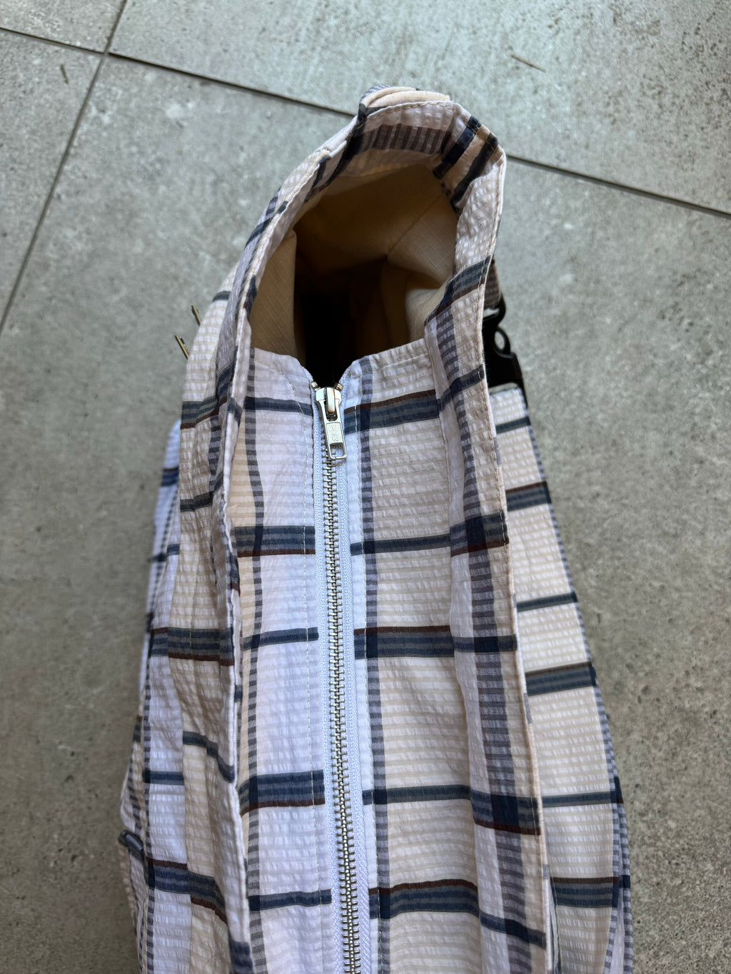Check Bag - Cream/Blue