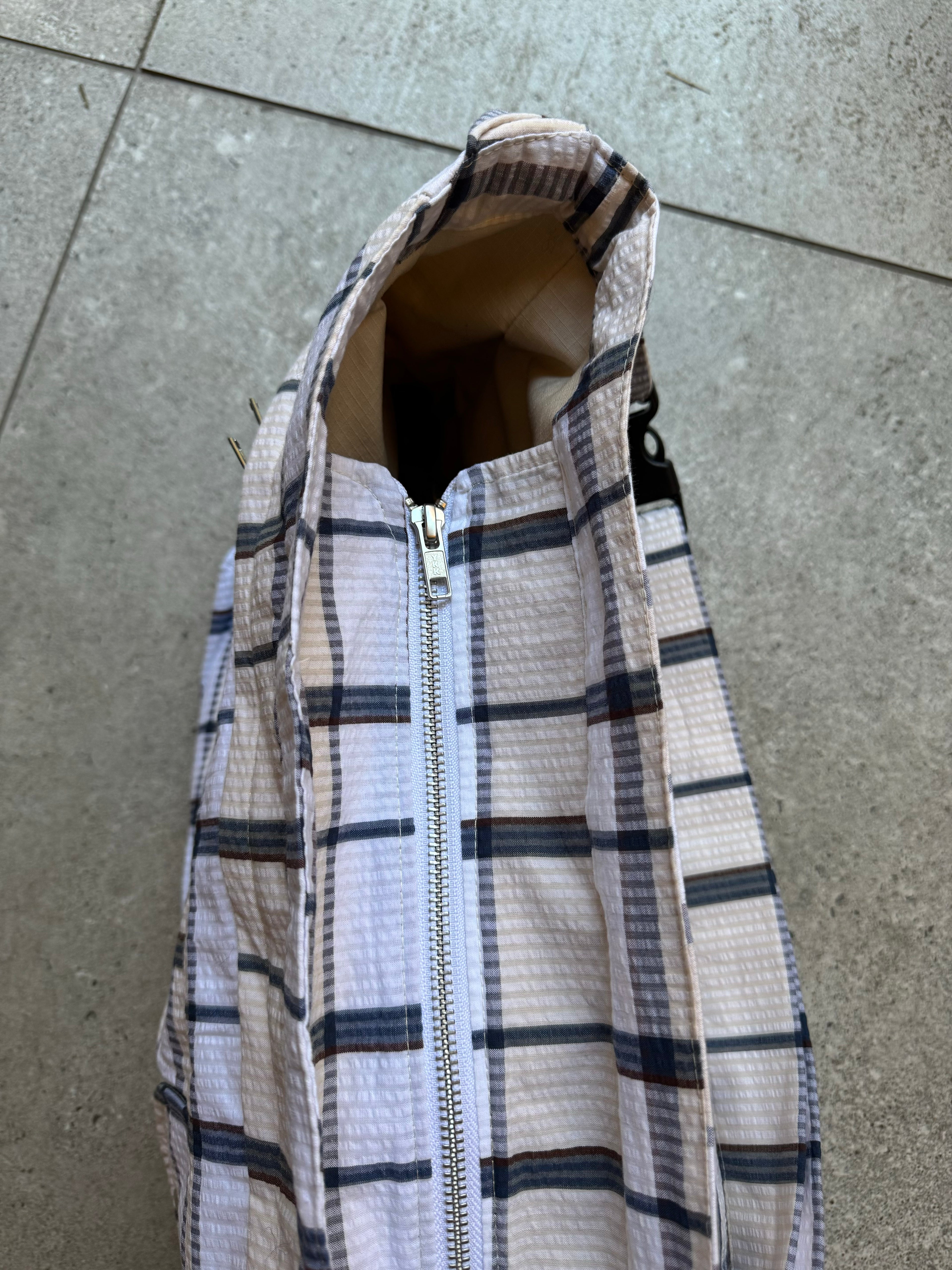 Check Bag - Cream/Blue