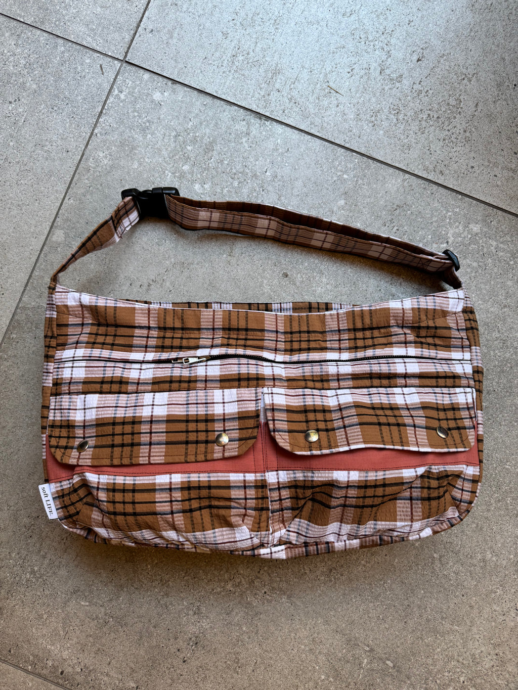 Check Bag - Brown/Red