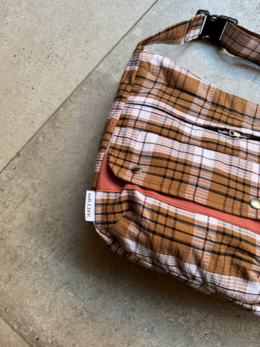 Check Bag - Brown/Red