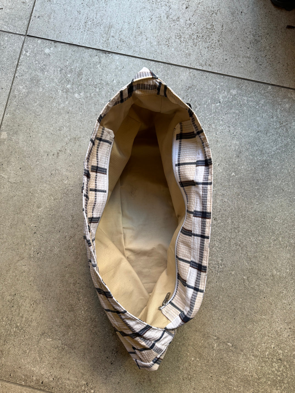 Check Bag - Cream/Blue