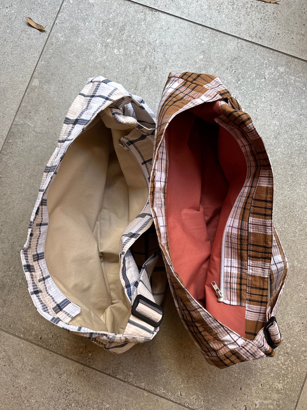 Check Bag - Cream/Blue