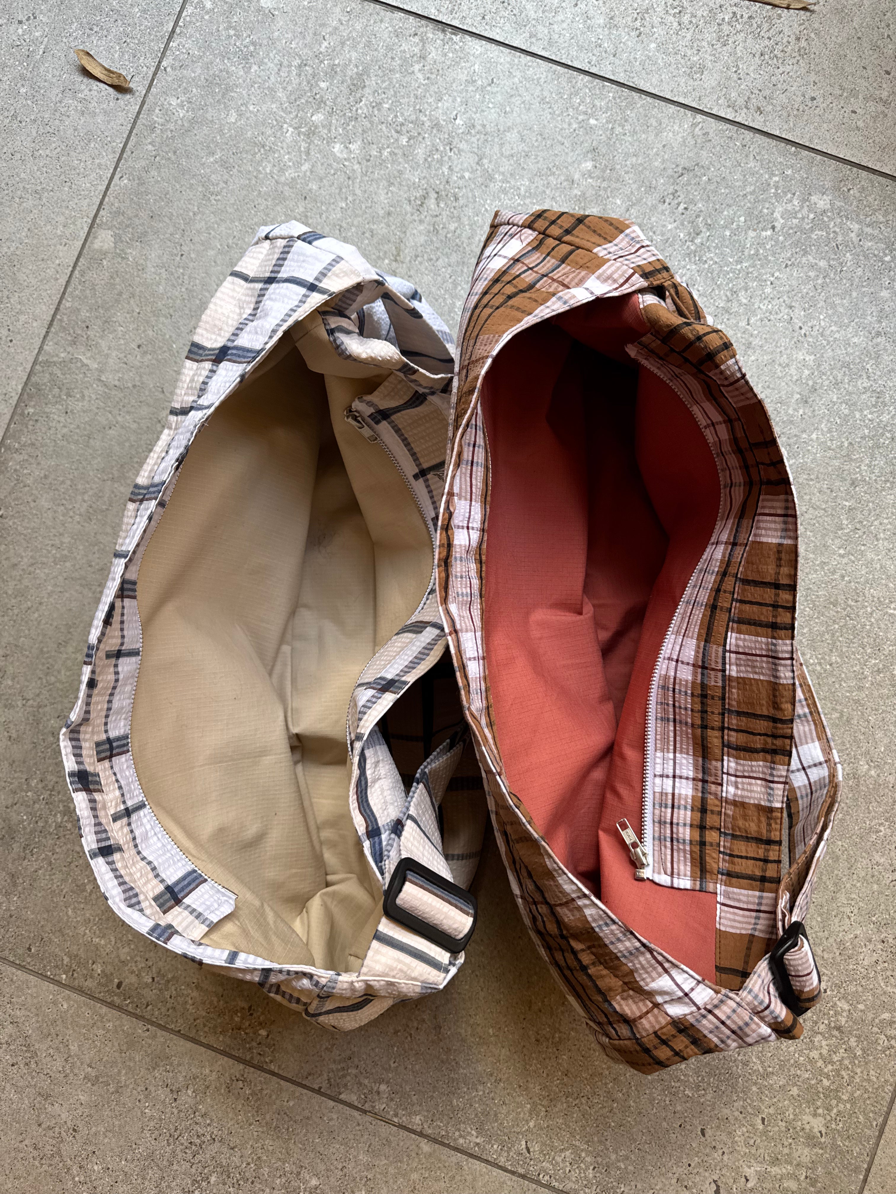 Check Bag - Cream/Blue