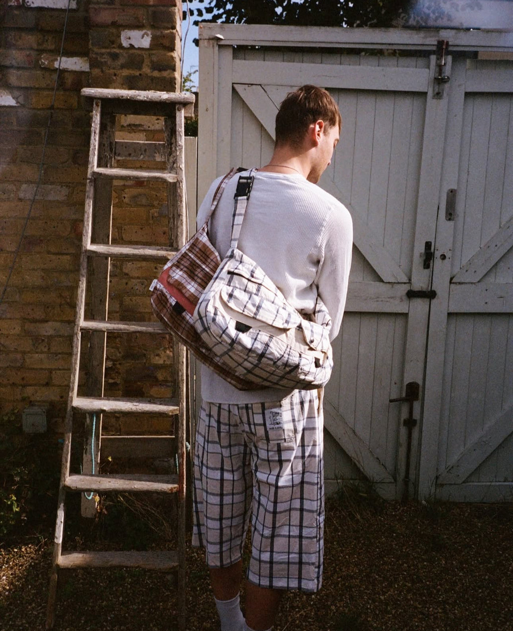 Check Bag - Cream/Blue