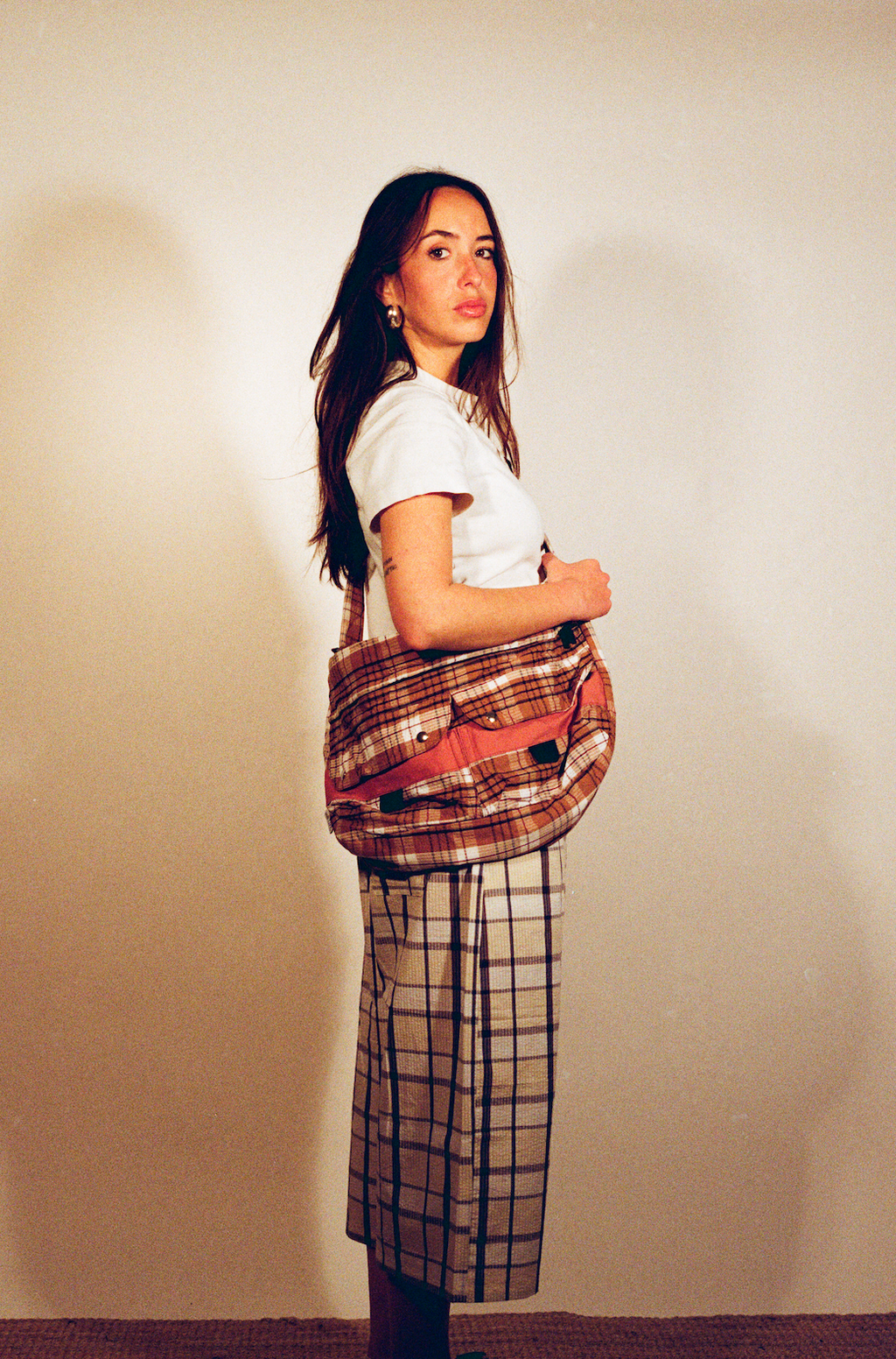 Check Bag - Brown/Red