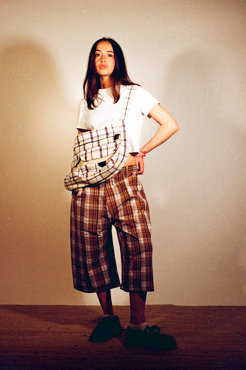 Check Bag - Cream/Blue